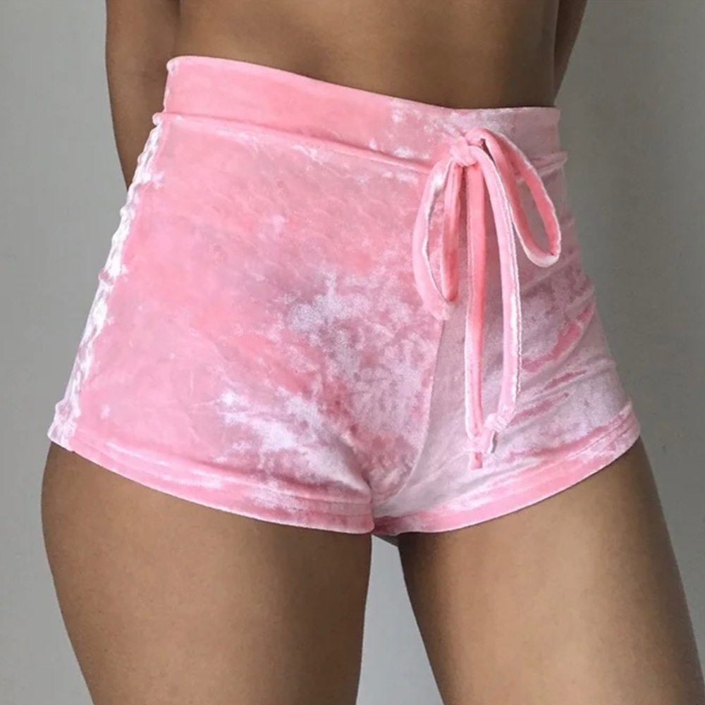 Pink velvet shorts